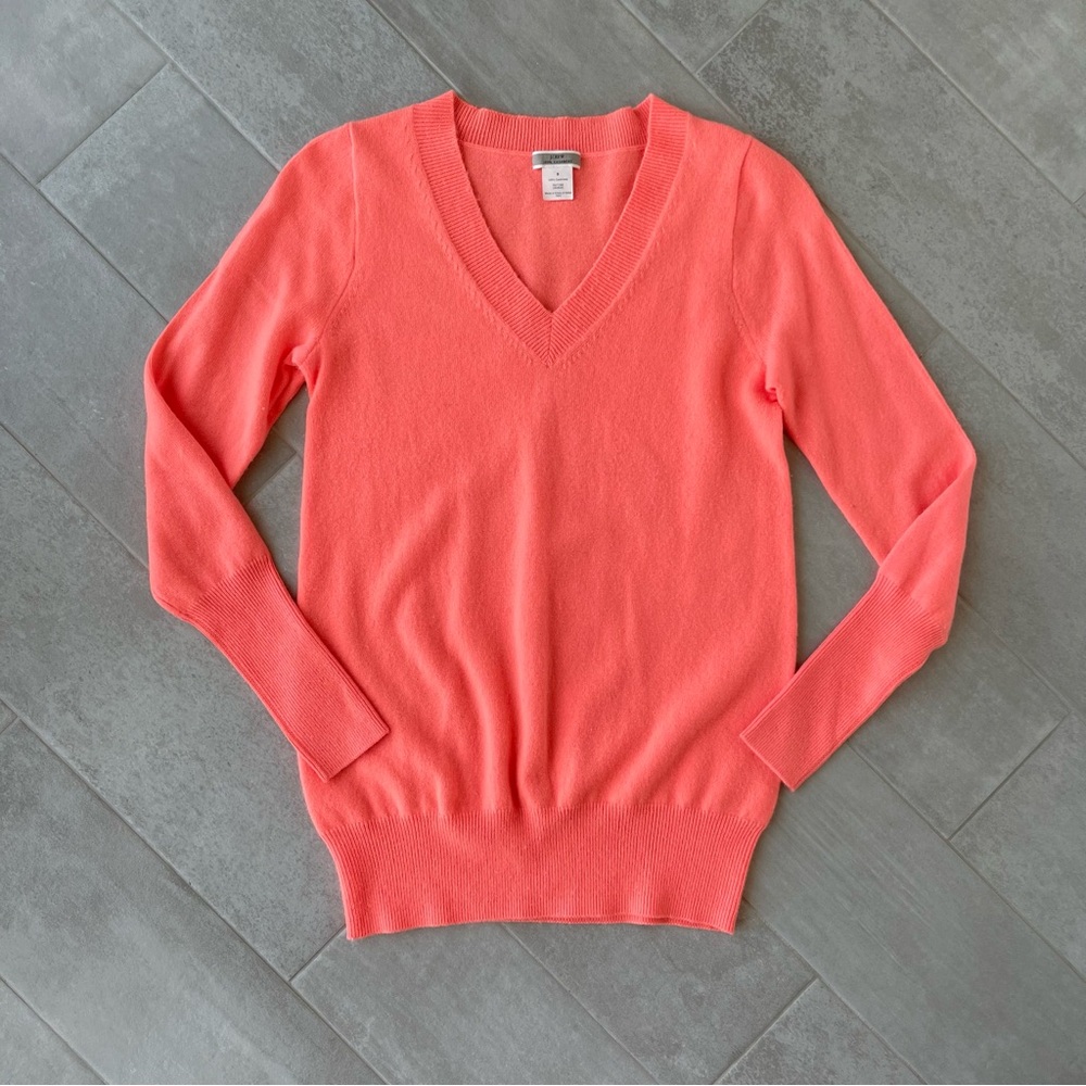 J. Crew Cashmere Sweater in Vibrant Coral
